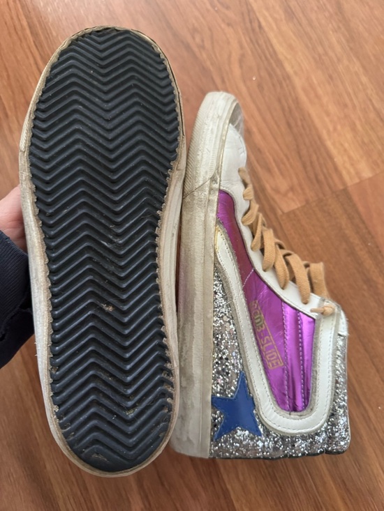 Golden Goose High-Top Sneakers Purple, Blue, Silver Glitter Sz 8.5 / 38 - Picture 3 of 4
